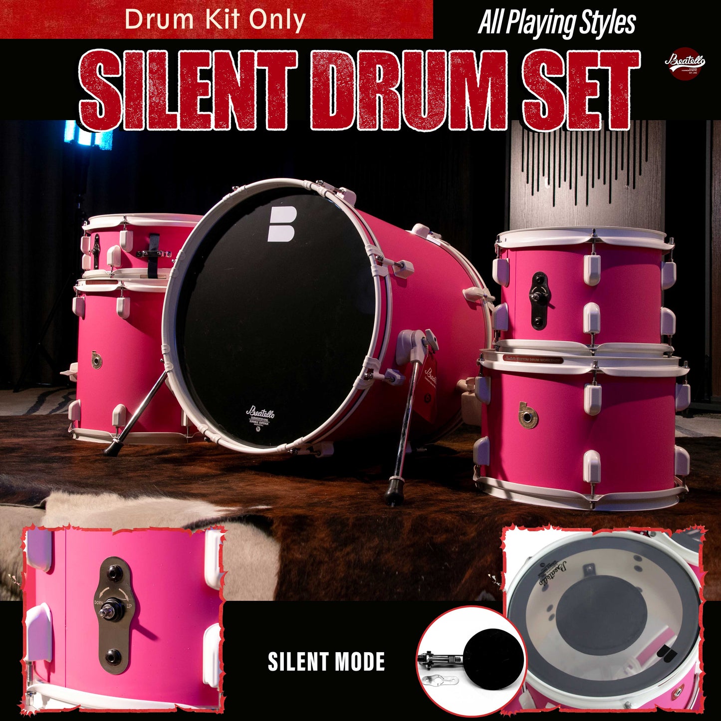 JBK- Muffler Drum Set 518 Series Pink Drum