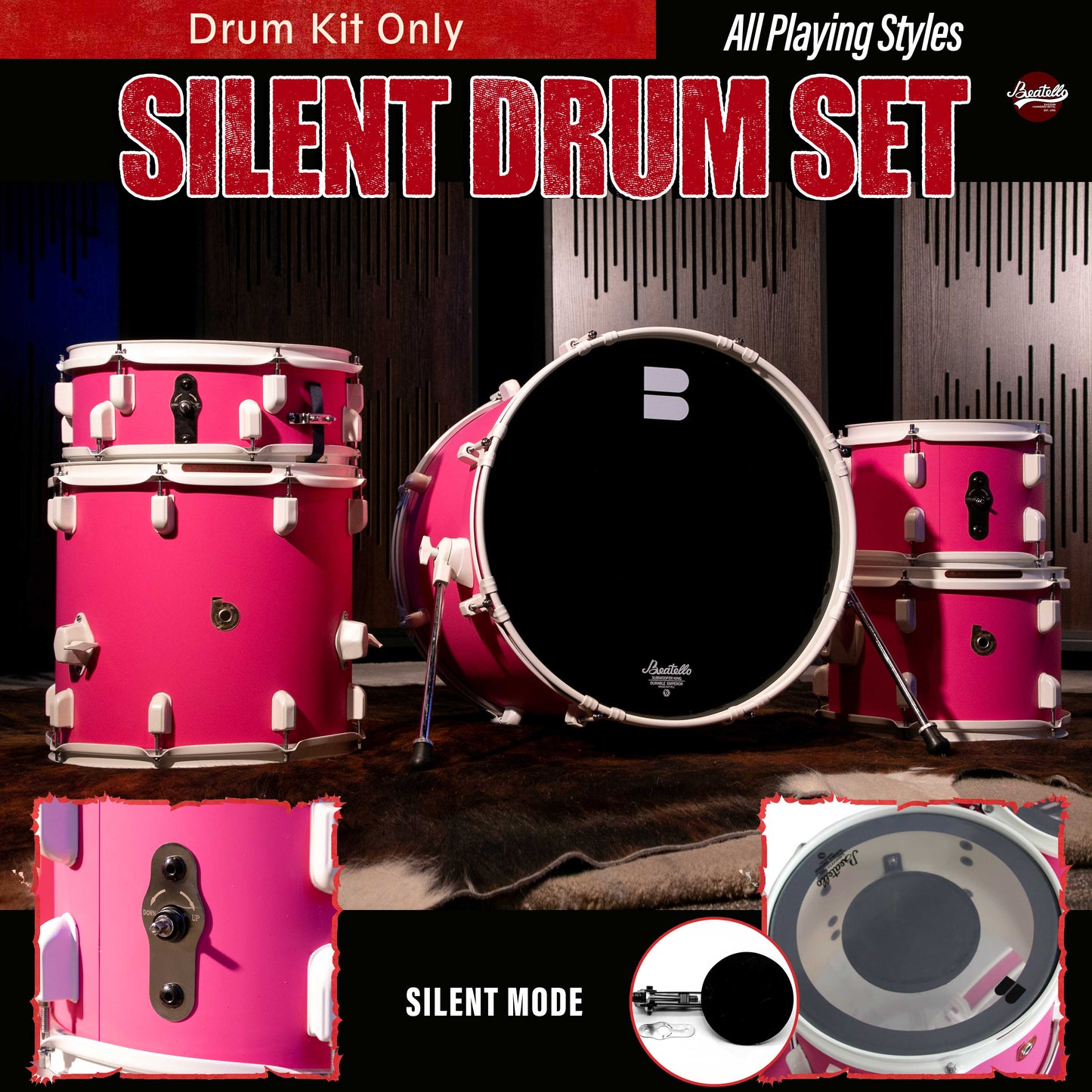 JBK- Muffler Drum Set 518 Series Pink Drum