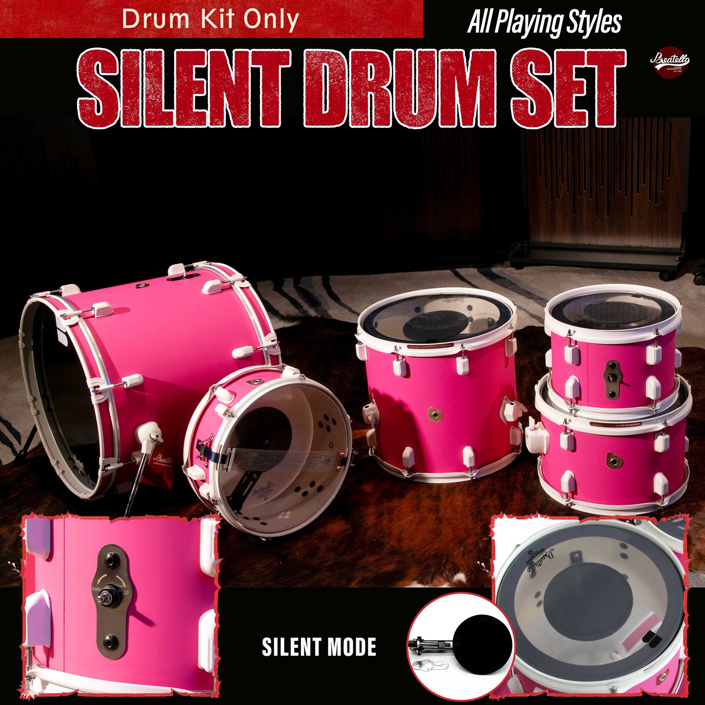 JBK- Muffler Drum Set 518 Series Pink Drum