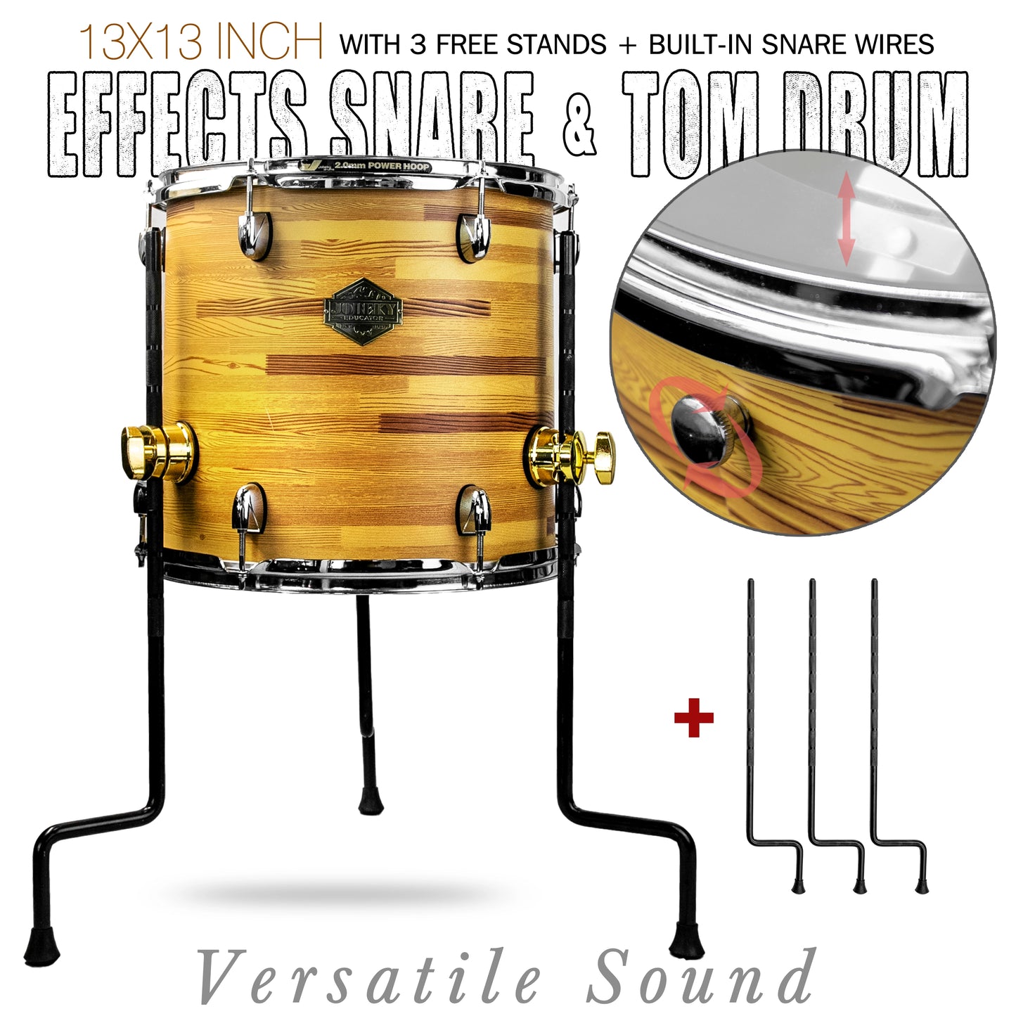 Natural Wood  13×13-inch Special Effect Floor Snare Drum