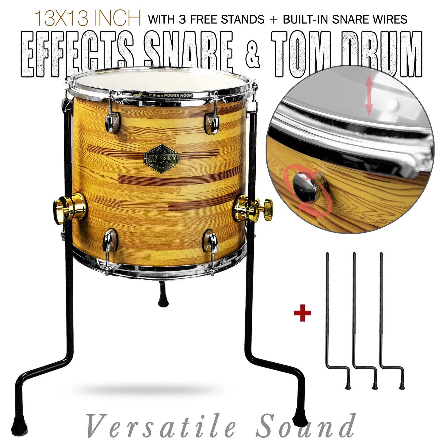 Natural Wood  13×13-inch Special Effect Floor Snare Drum