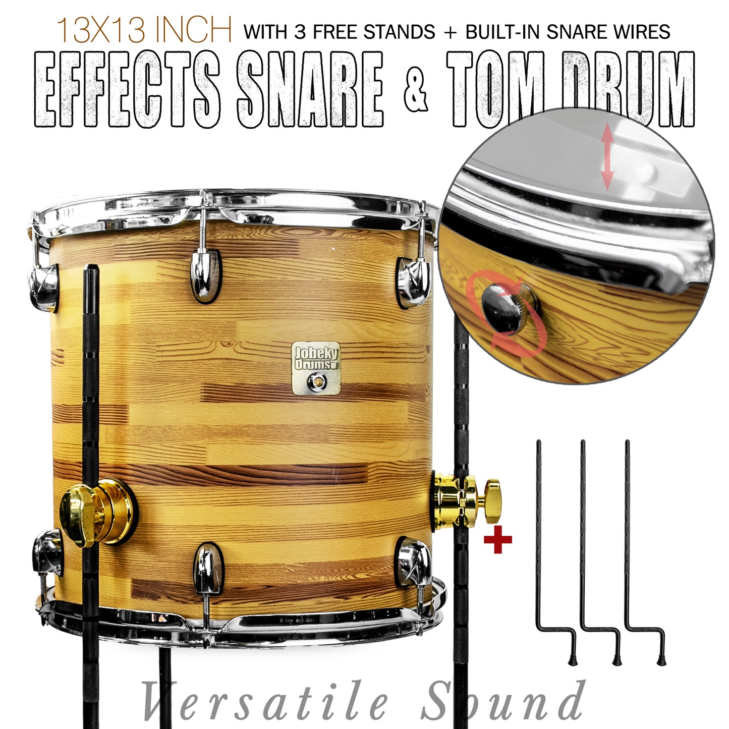 Natural Wood  13×13-inch Special Effect Floor Snare Drum