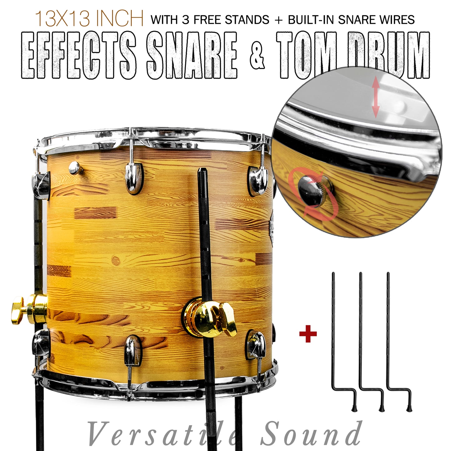 Natural Wood  13×13-inch Special Effect Floor Snare Drum