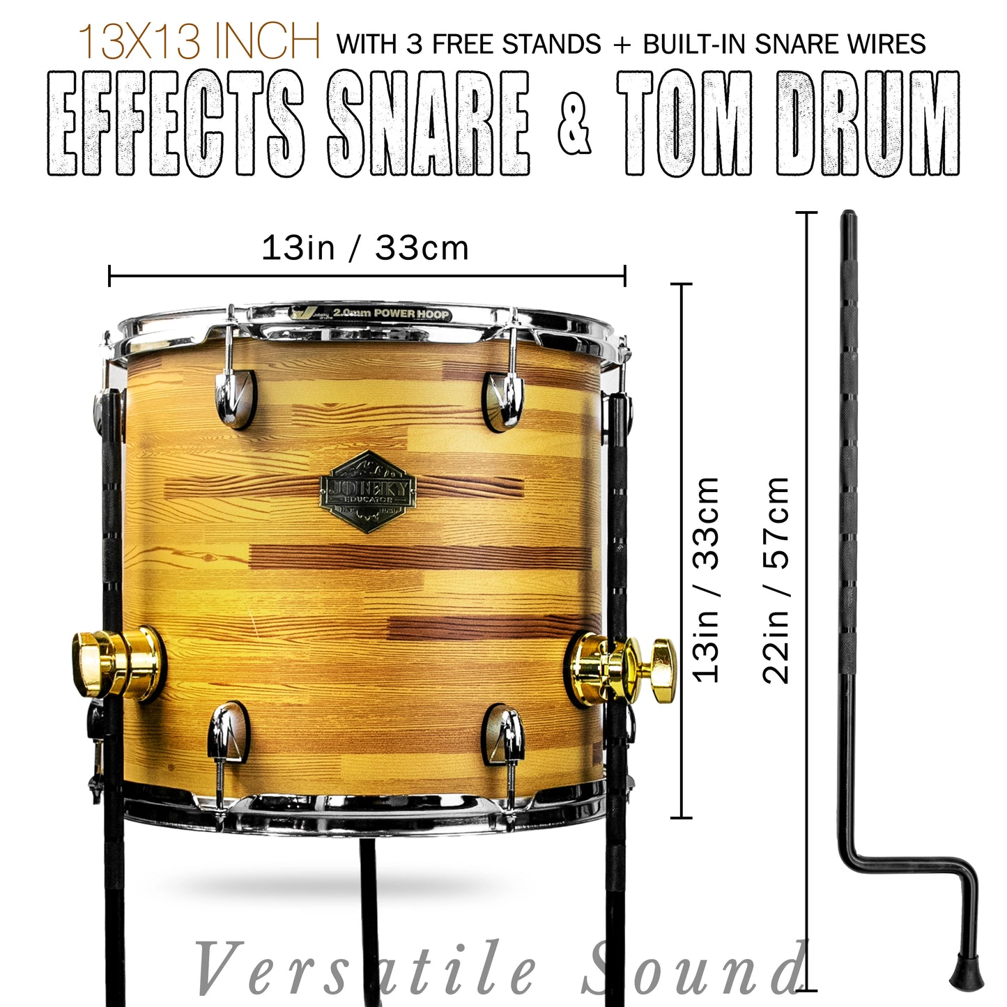 Natural Wood  13×13-inch Special Effect Floor Snare Drum