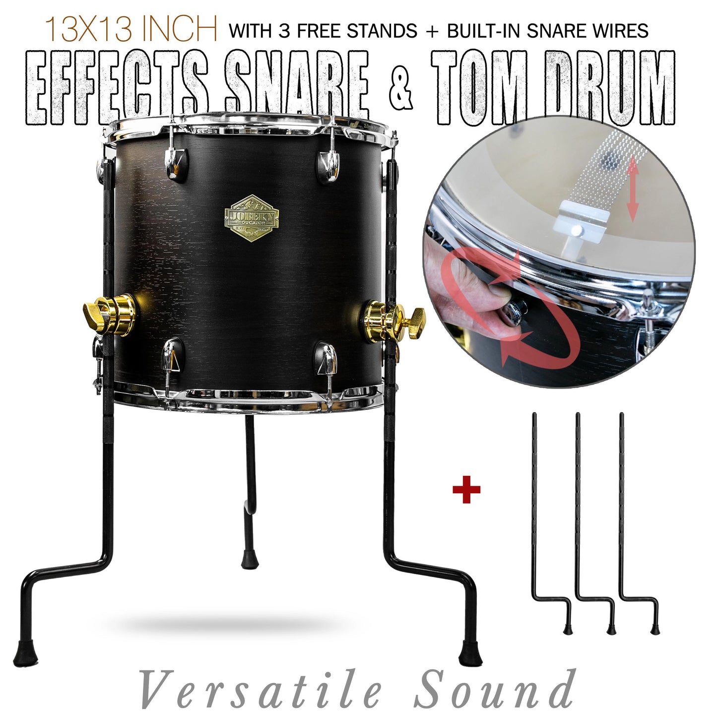 Pure Black  13×13-inch Special Effect Floor Snare Drum