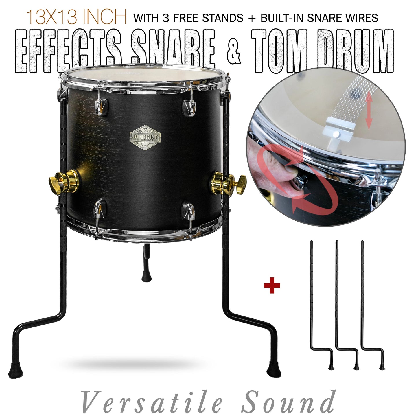 Pure Black  13×13-inch Special Effect Floor Snare Drum