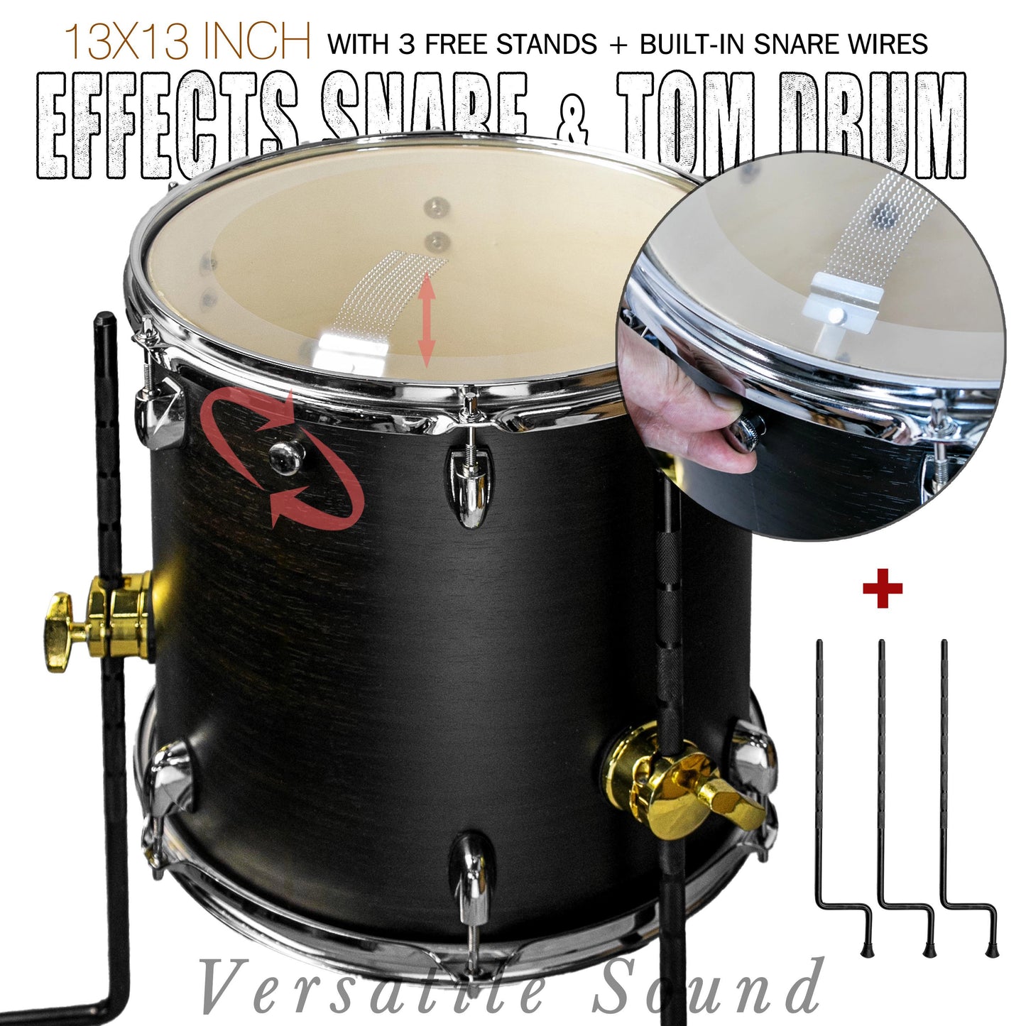 Pure Black  13×13-inch Special Effect Floor Snare Drum