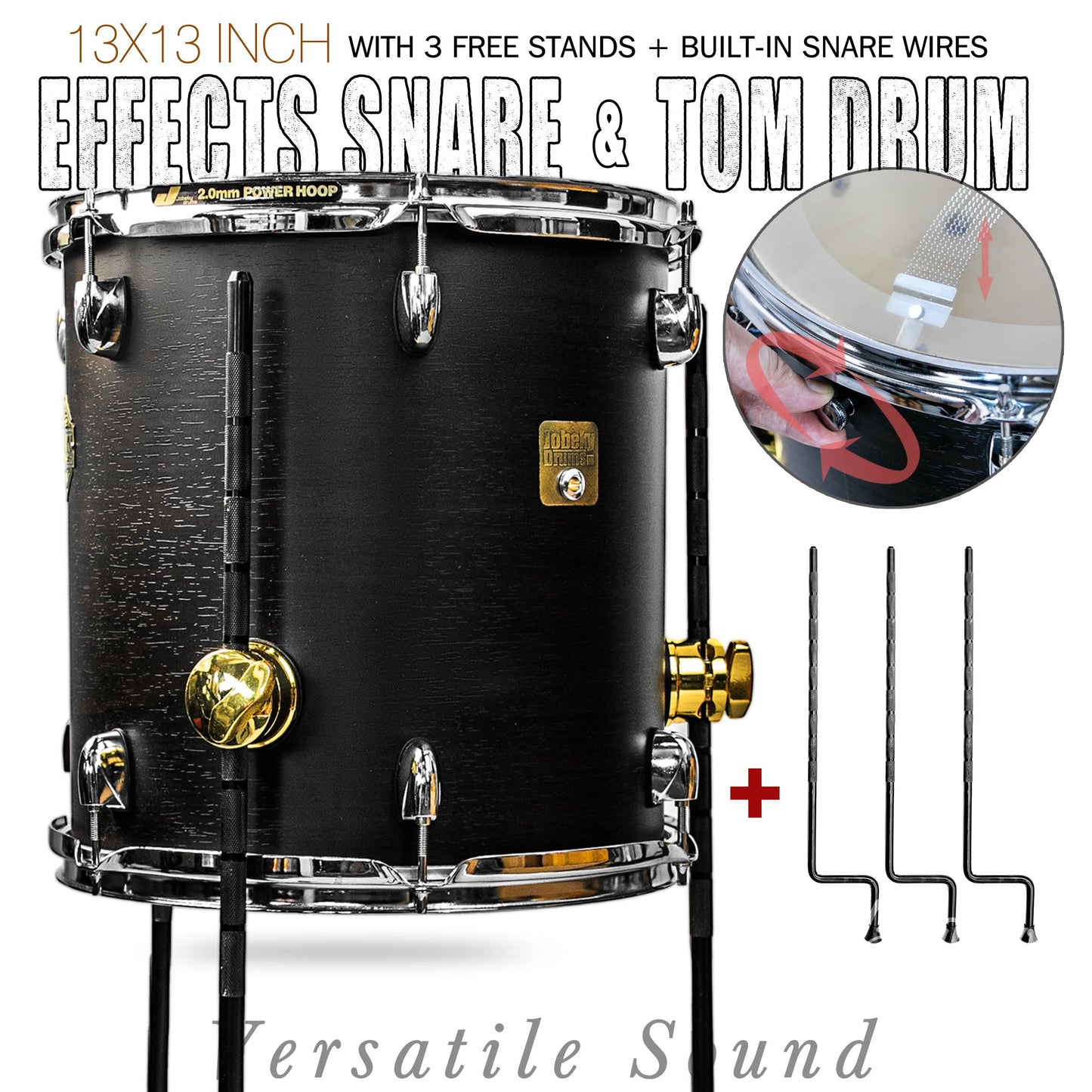 Pure Black  13×13-inch Special Effect Floor Snare Drum