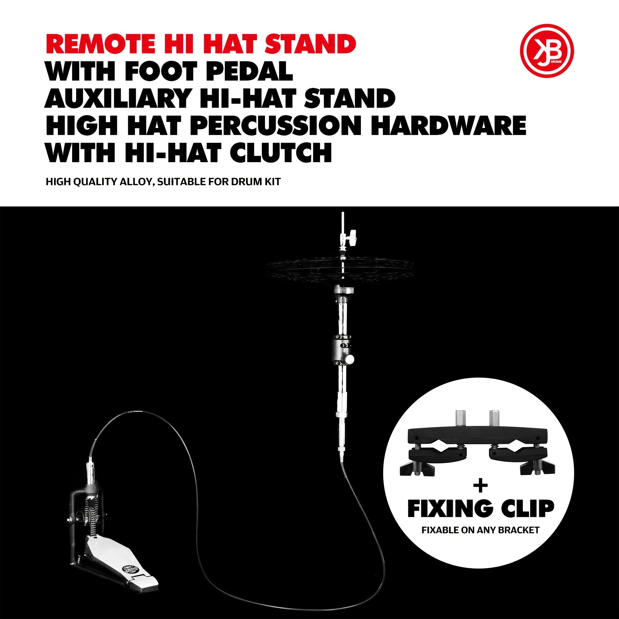 Remote Hi Hat Stand with Foot Pedal by GRIFFIN | Drummers Cable Auxiliary C Remote Hi Hat Cymbal Stand - GRIFFIN Auxiliary Cable Foot Pedal