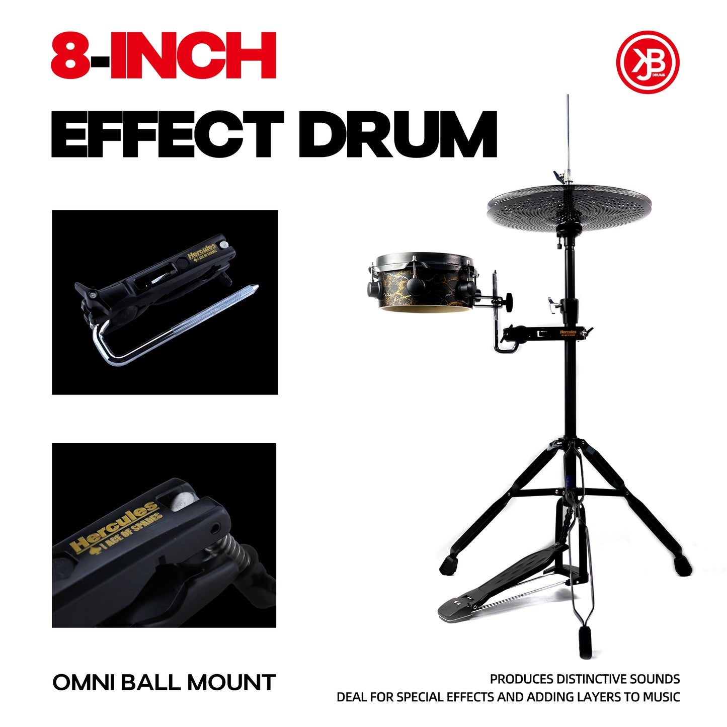 8-IN Snare Drum With a Gimbal Ball Drum