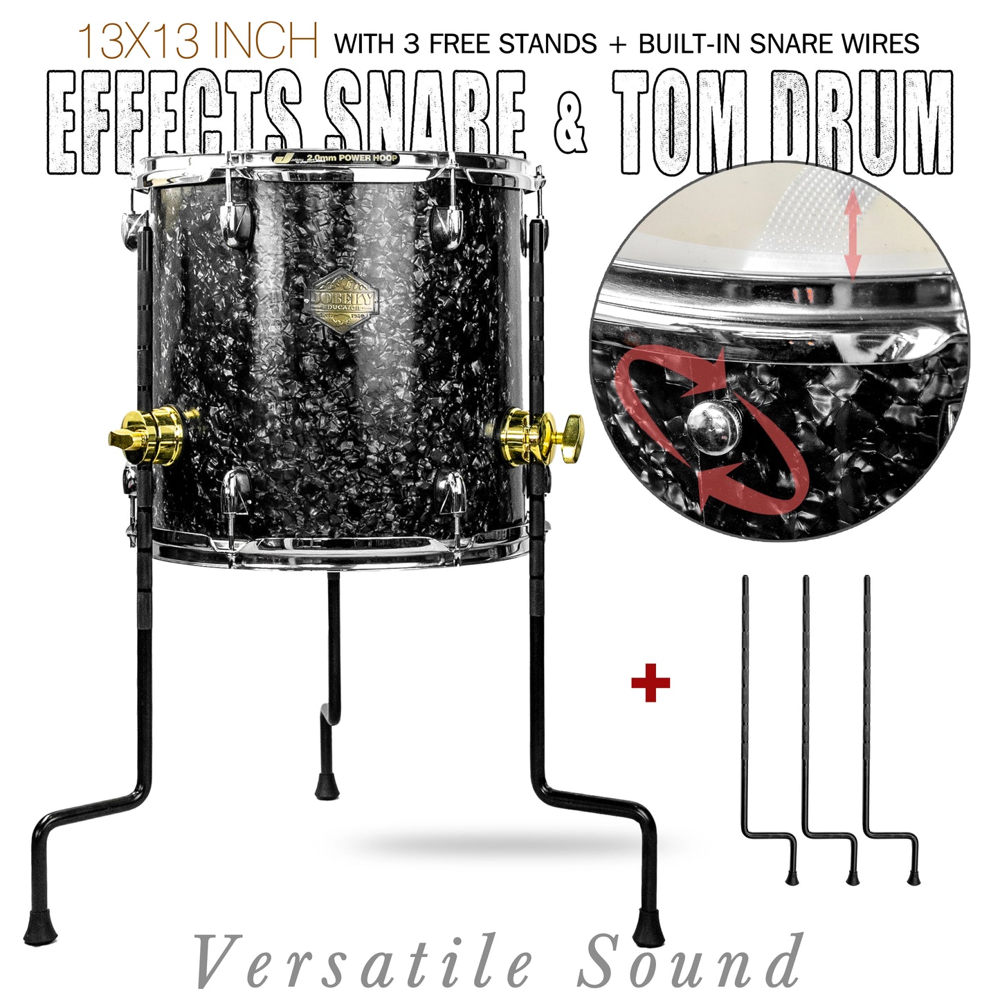 Starry Black 13×13-inch Special Effect Floor Snare Drum
