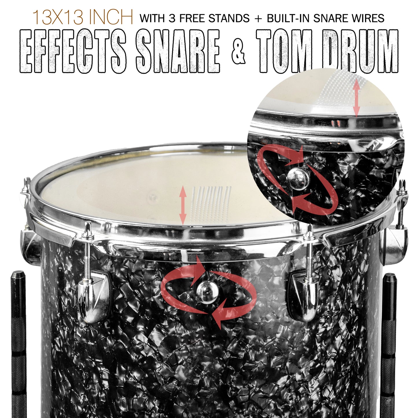 Starry Black 13×13-inch Special Effect Floor Snare Drum