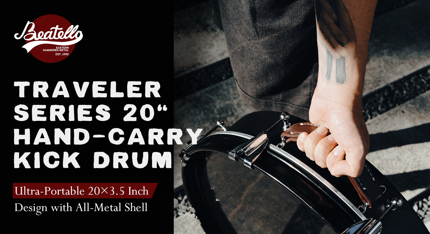 20" Bass Busking Compact Pancake Nesting Travel Drum Kit