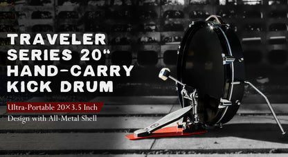 20" Bass Busking Compact Pancake Nesting Travel Drum Kit