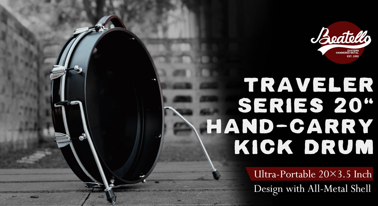 20" Bass Busking Compact Pancake Nesting Travel Drum Kit