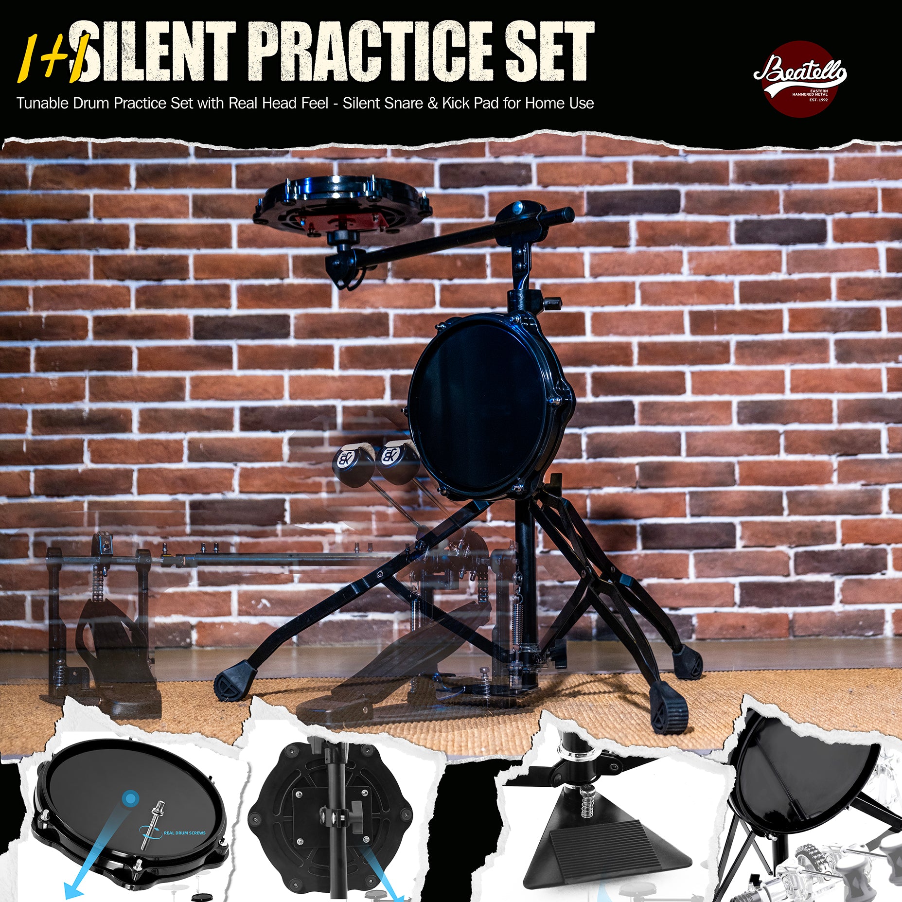 Beatello Tunable Drum Practice Pad Set