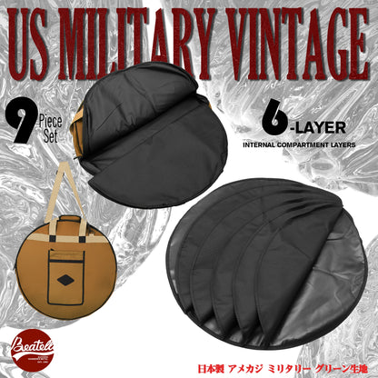 Vintage Drum Bags Set, 9-pcs Set, 10/12/13/16 F Tom/14 Snare/22 Bass/ Drum hardware bag/ Cymbal Bag/ Drumsticks bag