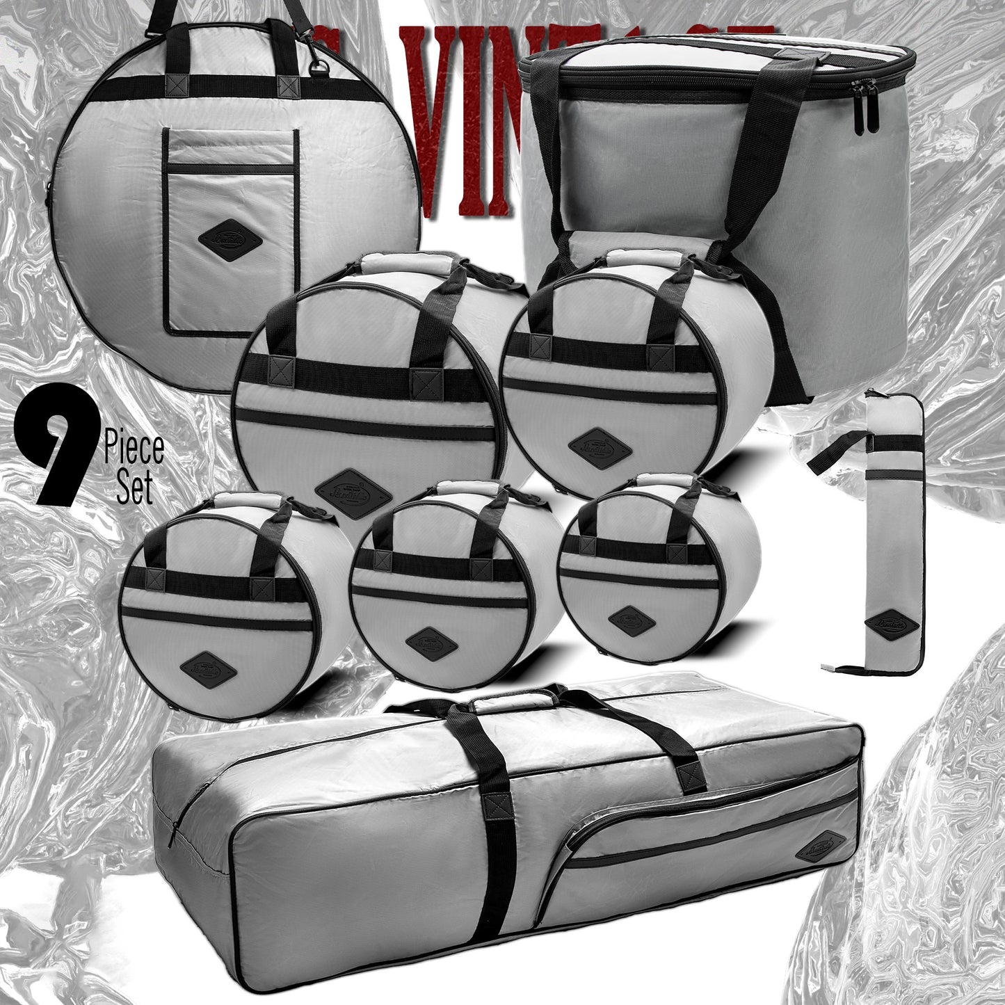 Vintage Drum Bags Set, 9-pcs Set