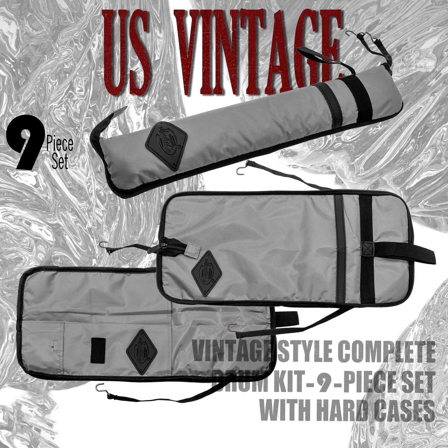 Vintage Drum Bags Set, 9-pcs Set