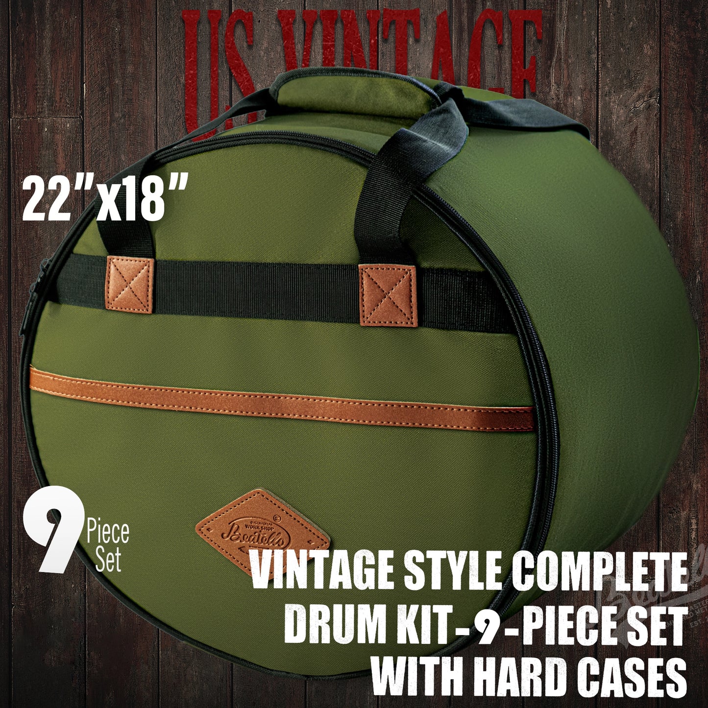 Vintage Drum Bags Set, 9-pcs Set