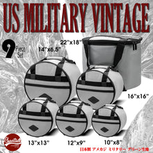 Vintage Drum Bags Set, 9-pcs Set, 10/12/13/16 F Tom/14 Snare/22 Bass/ Drum hardware bag/ Cymbal Bag/ Drumsticks bag