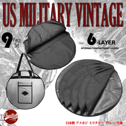 Vintage Drum Bags Set, 9-pcs Set, 10/12/13/16 F Tom/14 Snare/22 Bass/ Drum hardware bag/ Cymbal Bag/ Drumsticks bag