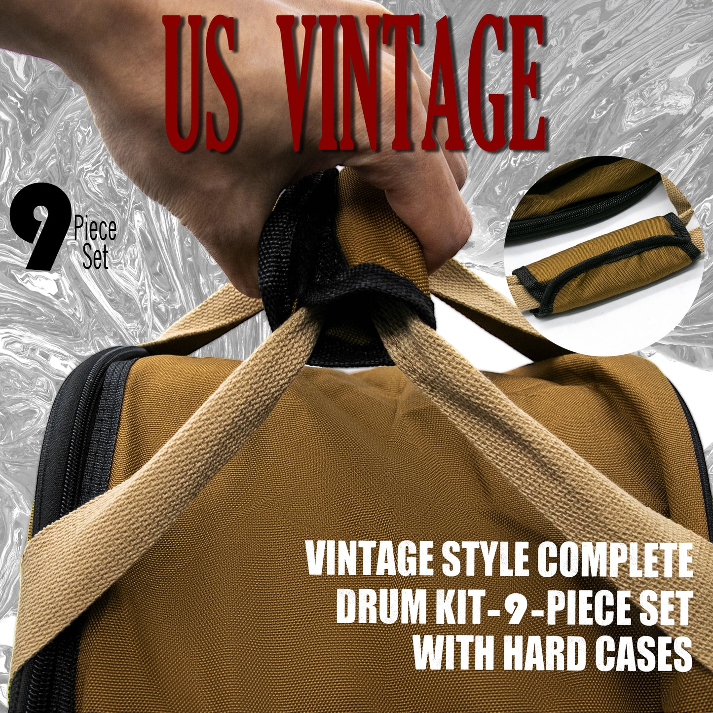 Vintage Drum Bags Set, 9-pcs Set