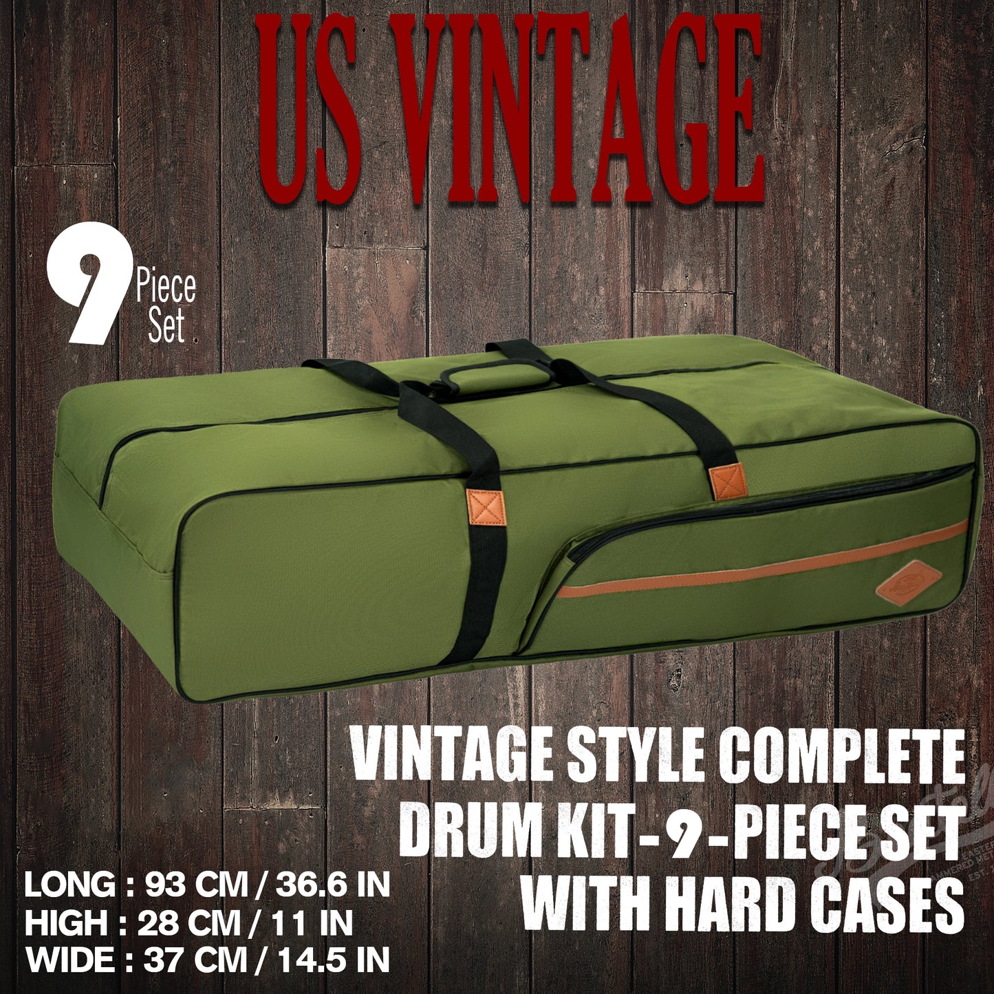 Vintage Drum Bags Set, 9-pcs Set