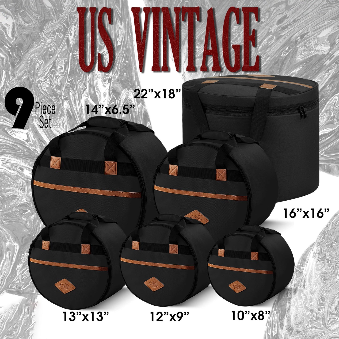 Vintage Drum Bags Set, 9-pcs Set