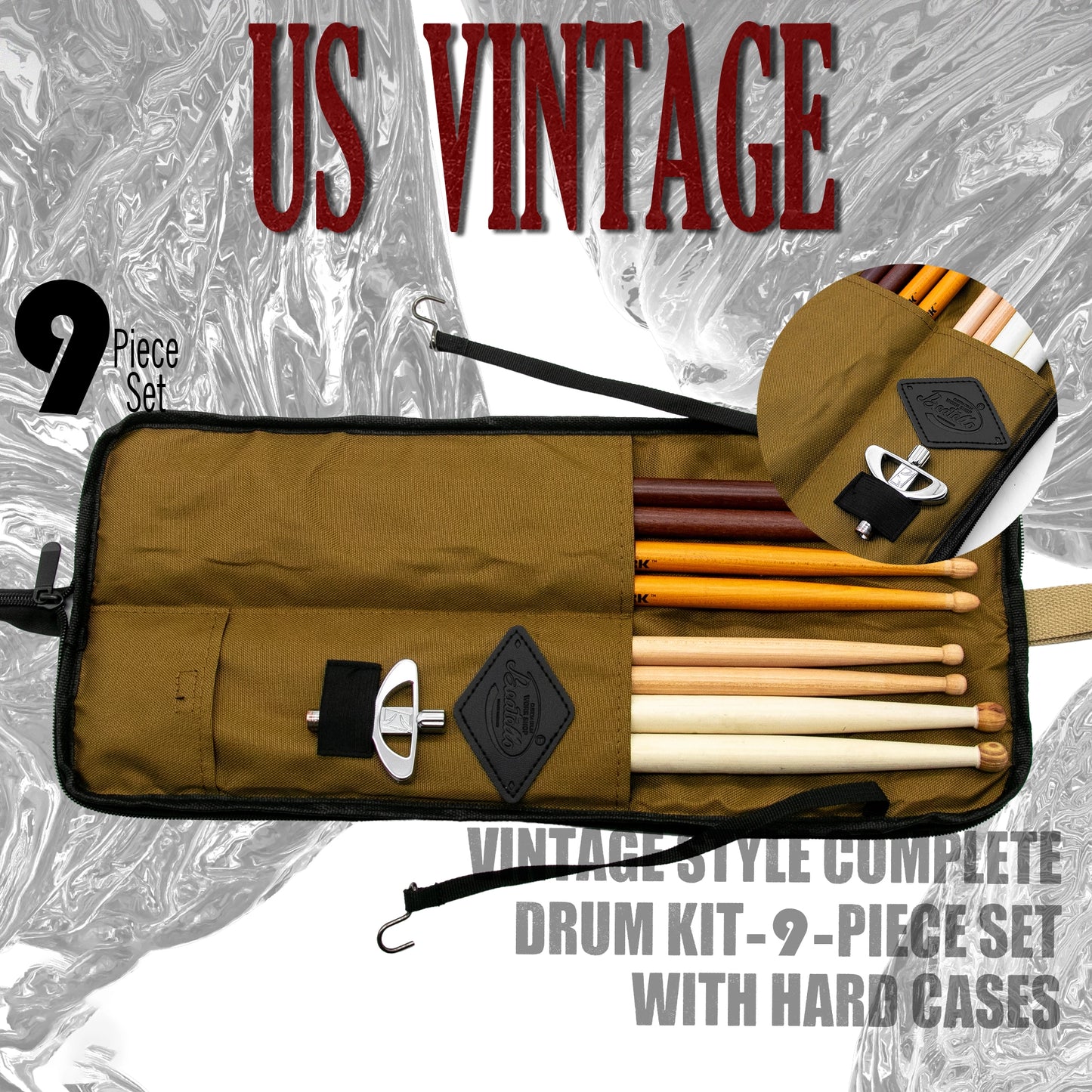 Vintage Drum Bags Set, 9-pcs Set