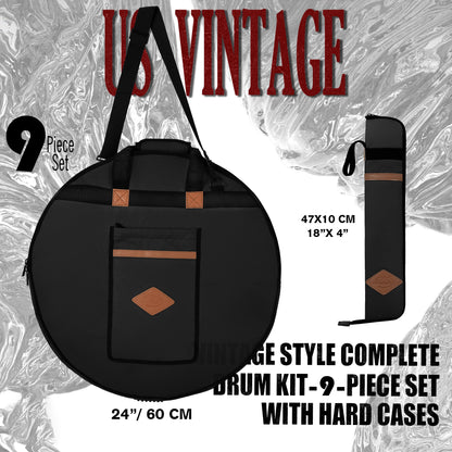 Vintage Drum Bags Set, 9-pcs Set
