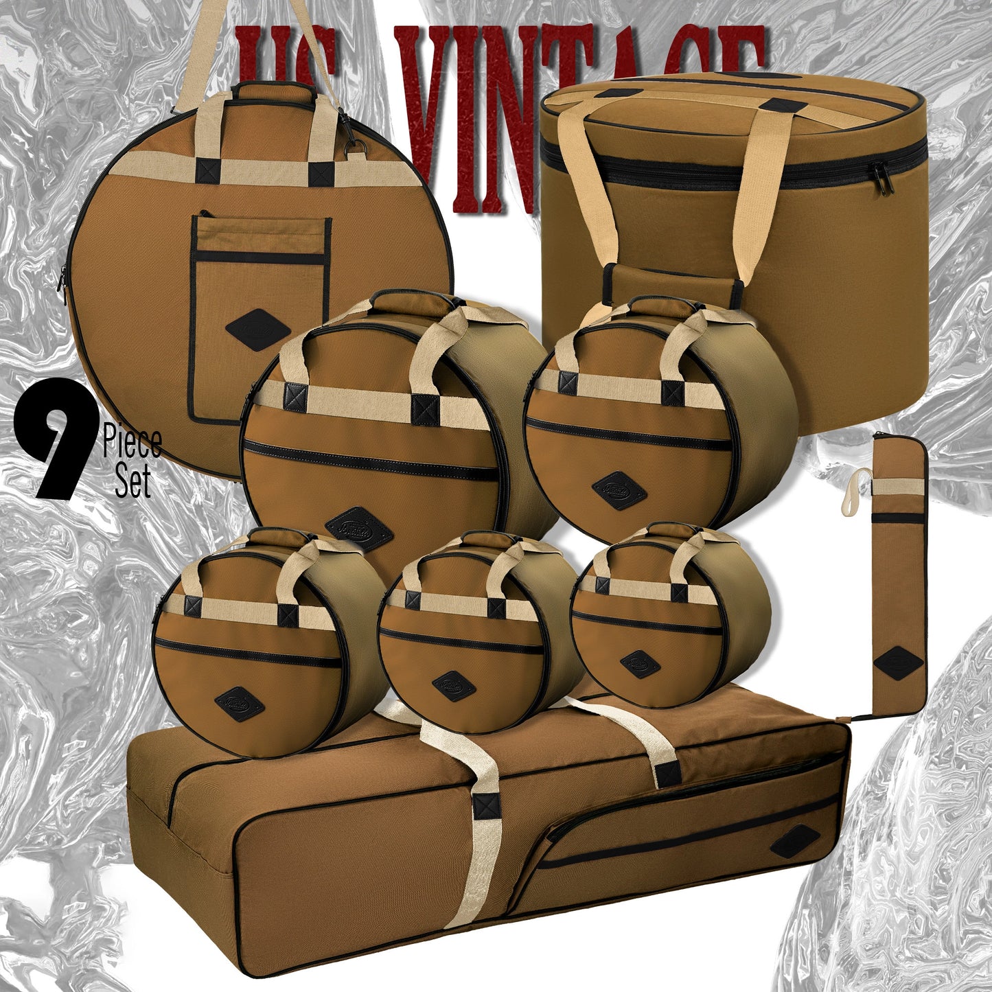Vintage Drum Bags Set, 9-pcs Set