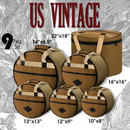 Vintage Drum Bags Set, 9-pcs Set