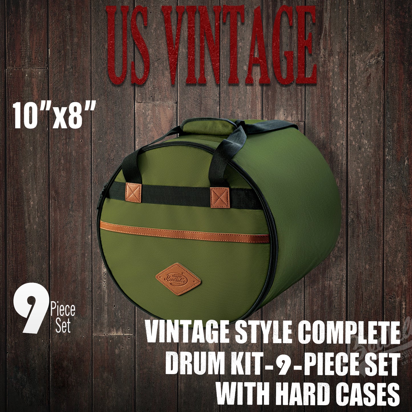 Vintage Drum Bags Set, 9-pcs Set