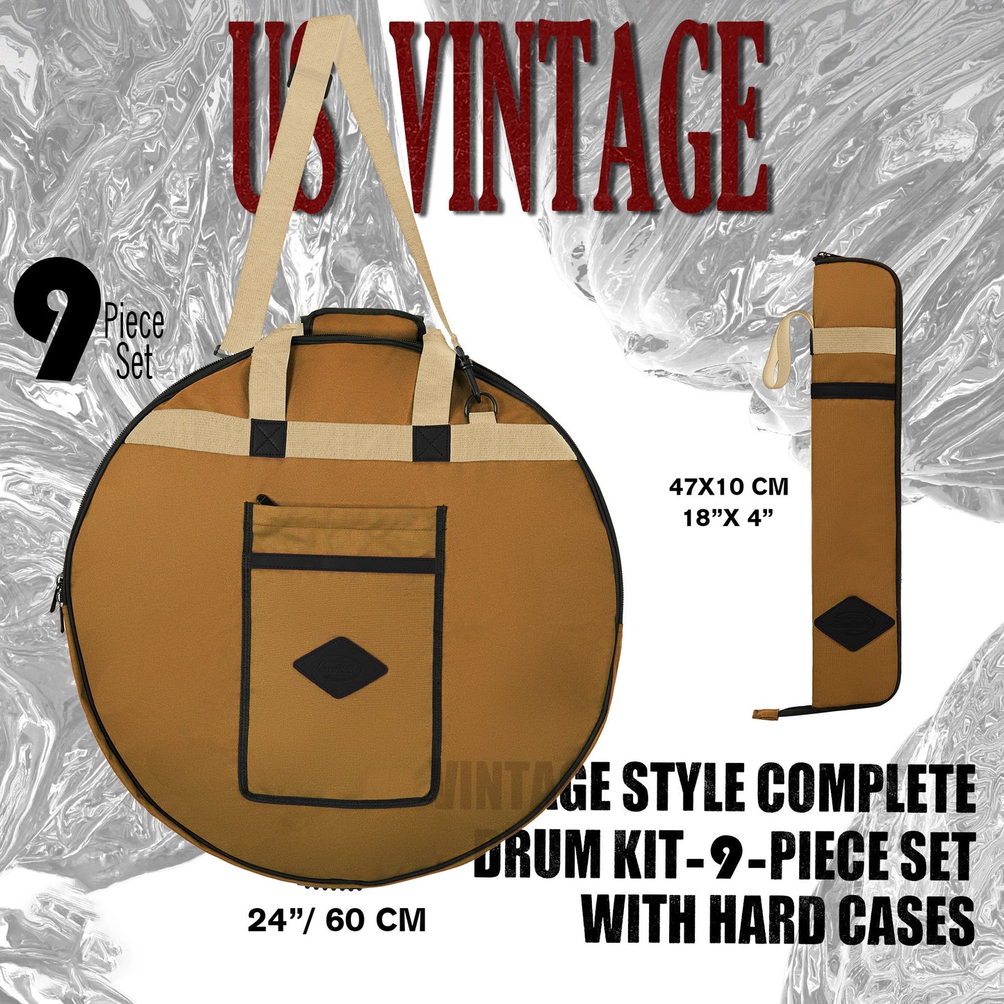 Vintage Drum Bags Set, 9-pcs Set