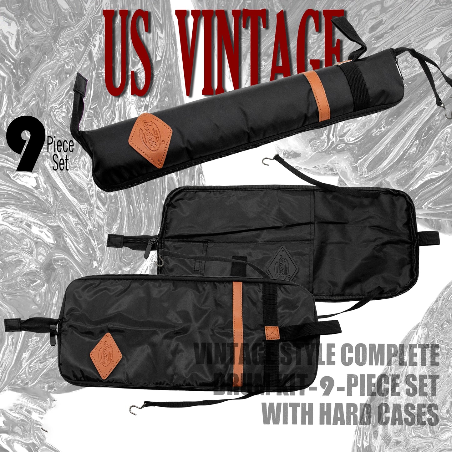 Vintage Drum Bags Set, 9-pcs Set