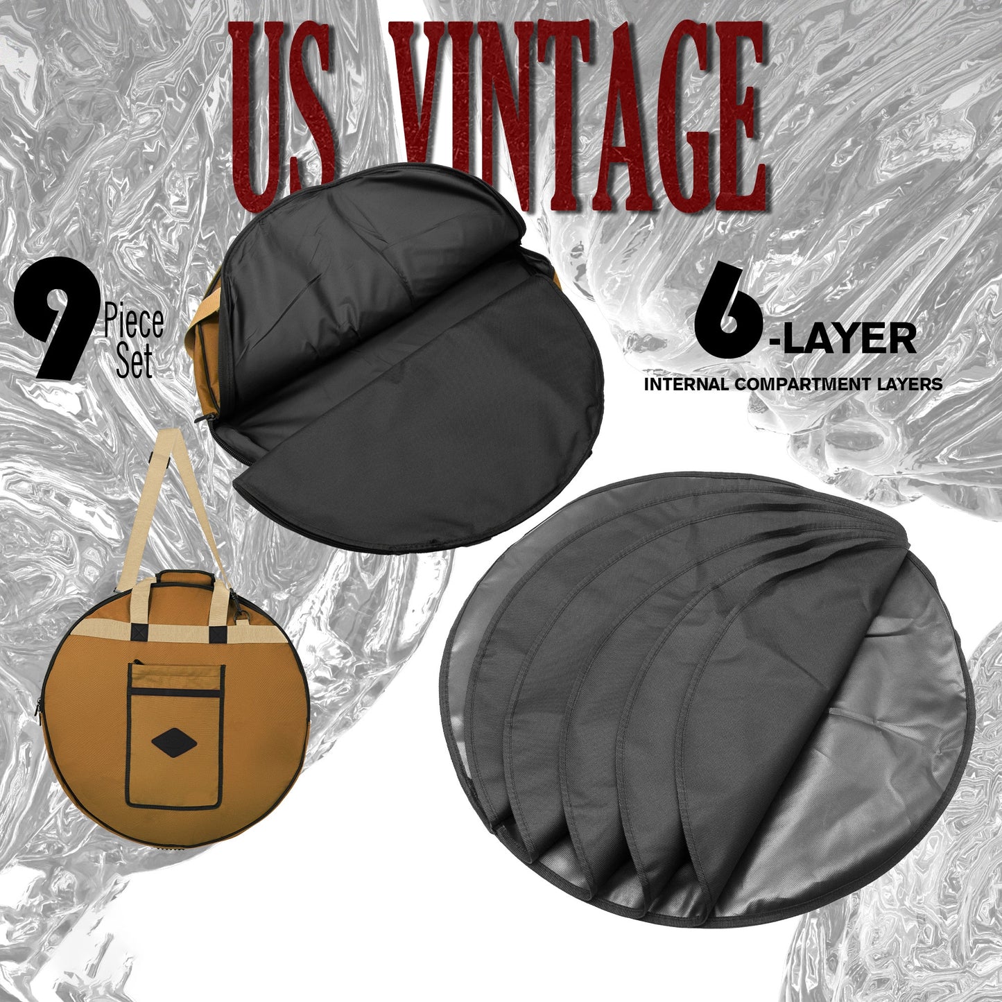 Vintage Drum Bags Set, 9-pcs Set