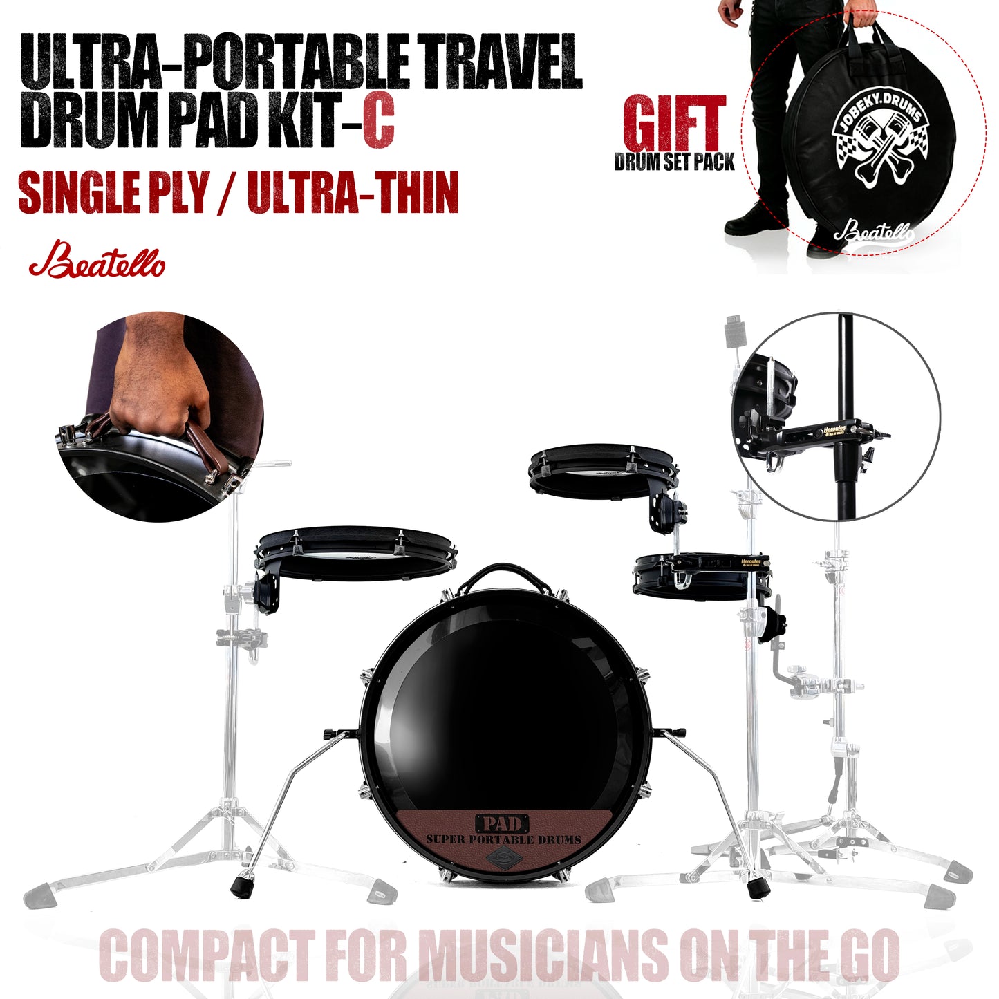 Ultra Portable Travel Drum Pad Kit