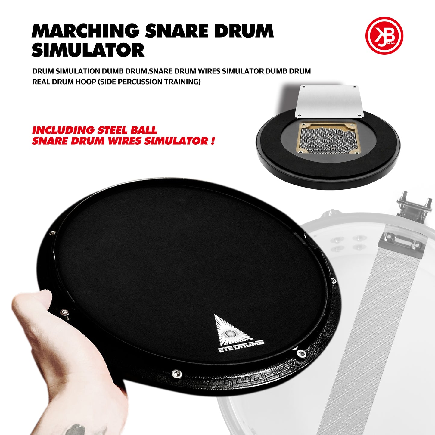 Beatello Marching Snare Drum Built-in 455 Steel Balls