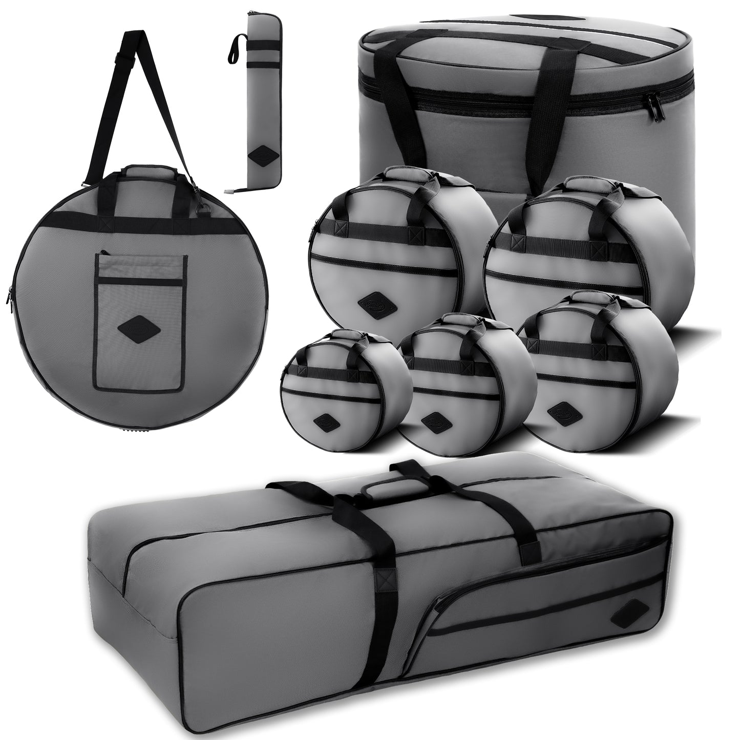 Beatello Drum Bags Set, 9-pcs Set, 10/12/13/16 F Tom/14 Snare/22 Bass/ Drum hardware bag/ Cymbal Bag/ Drumsticks bag