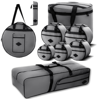 Beatello Drum Bags Set, 9-pcs Set, 10/12/13/16 F Tom/14 Snare/22 Bass/ Drum hardware bag/ Cymbal Bag/ Drumsticks bag